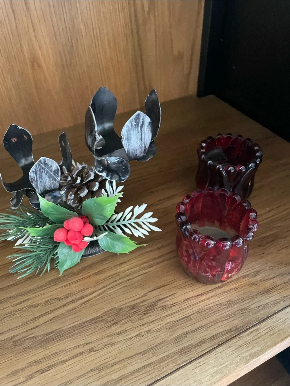 Vintage Holiday Twin Tulip Candle Holder